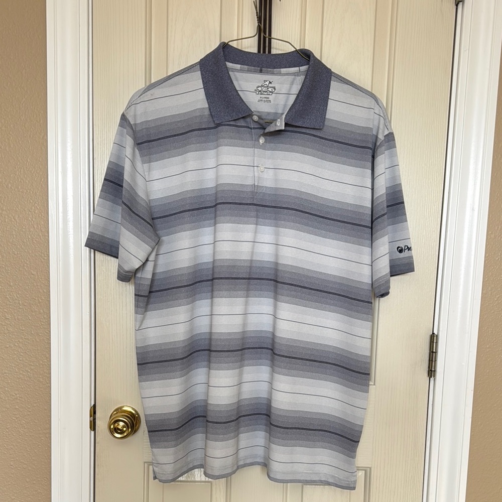 Callaway Gray Polo Shirt with Ombre Stripes